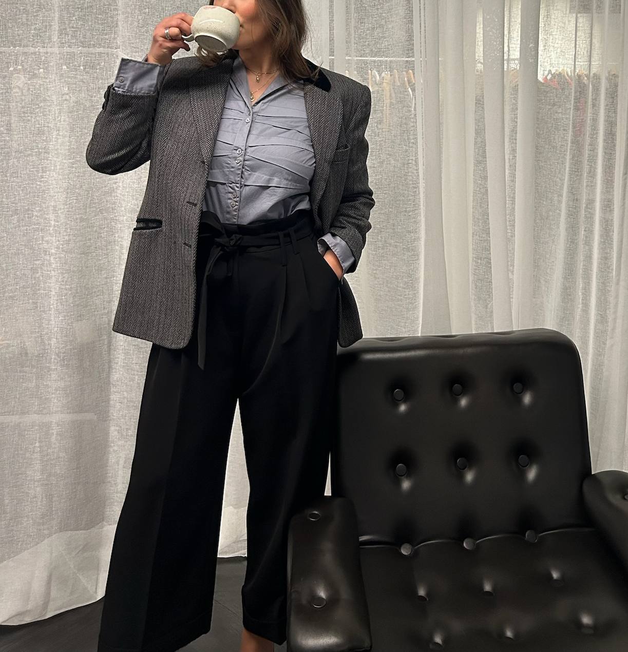 L’Atelier Vintage Herringbone Blazer