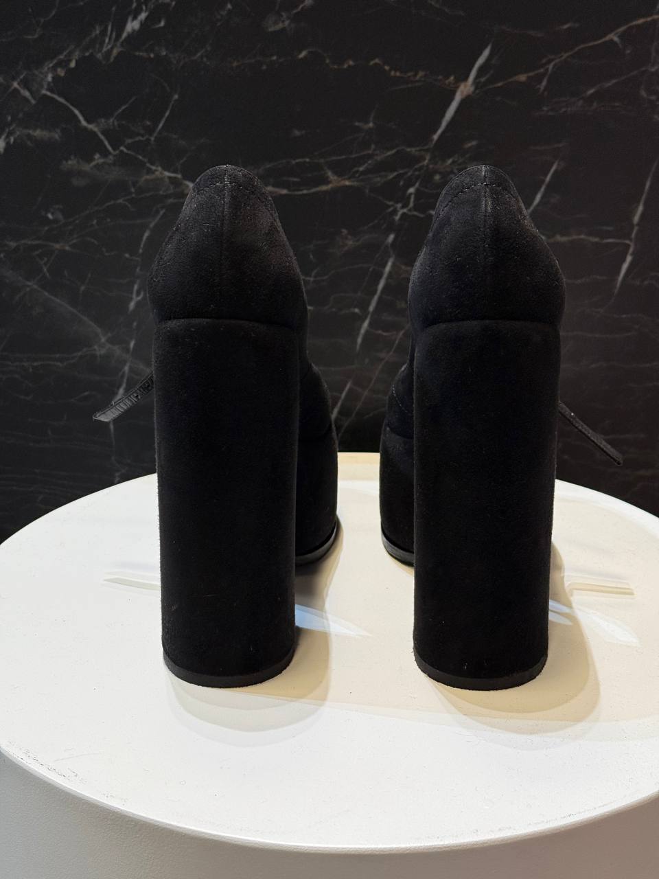 Casadei Black Suede Platform Mary Jane Heels