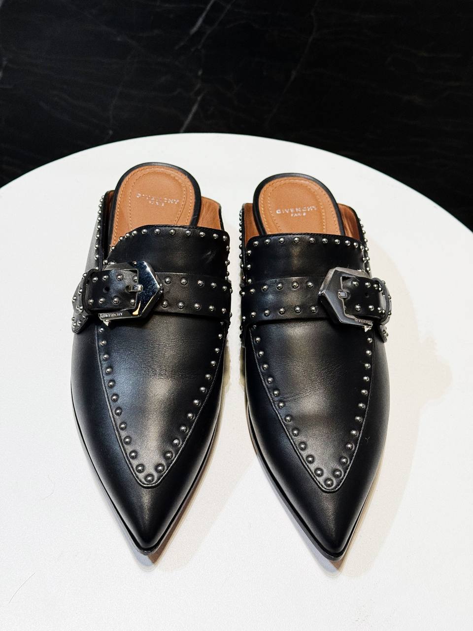 Givenchy Black Leather Studded Slip-On Loafers