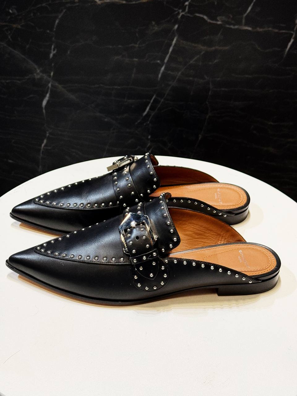Givenchy Black Leather Studded Slip-On Loafers