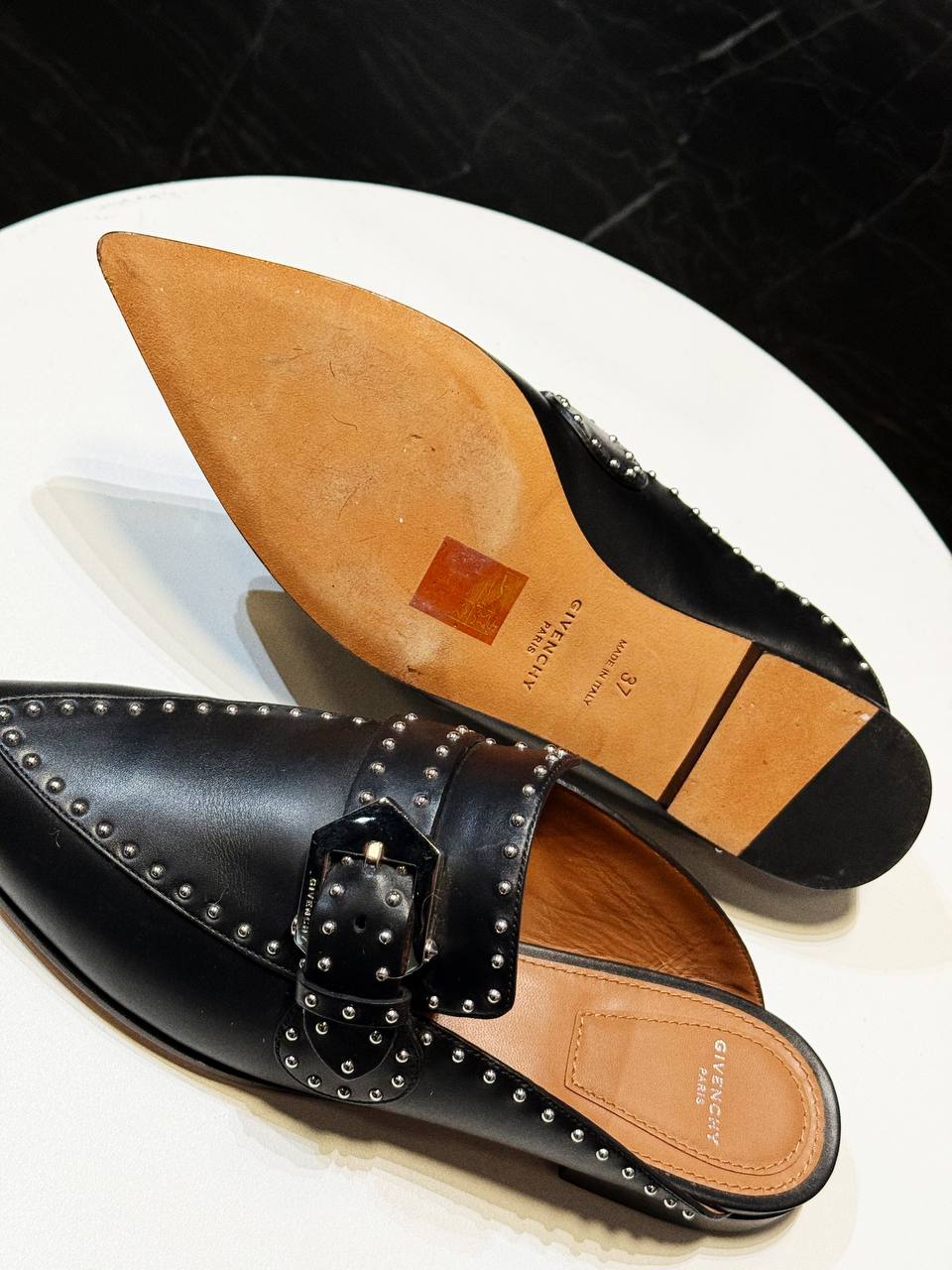 Givenchy Black Leather Studded Slip-On Loafers