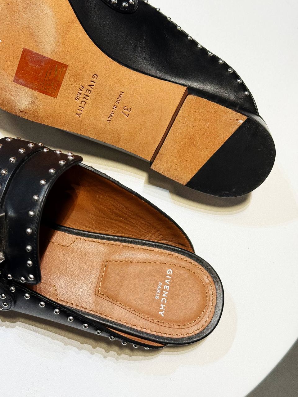 Givenchy Black Leather Studded Slip-On Loafers