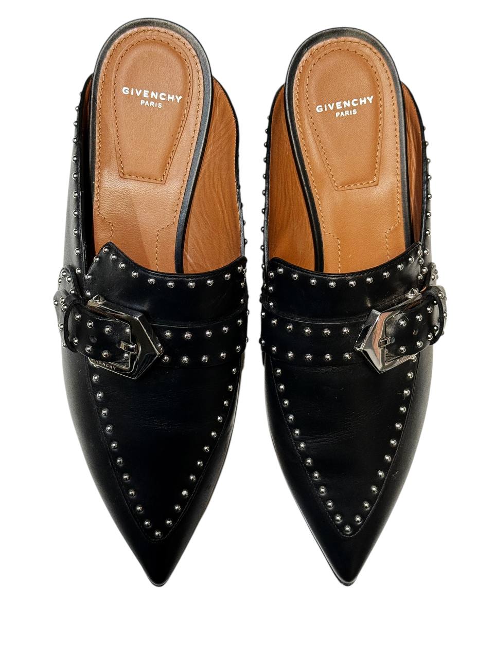 Givenchy Black Leather Studded Slip-On Loafers