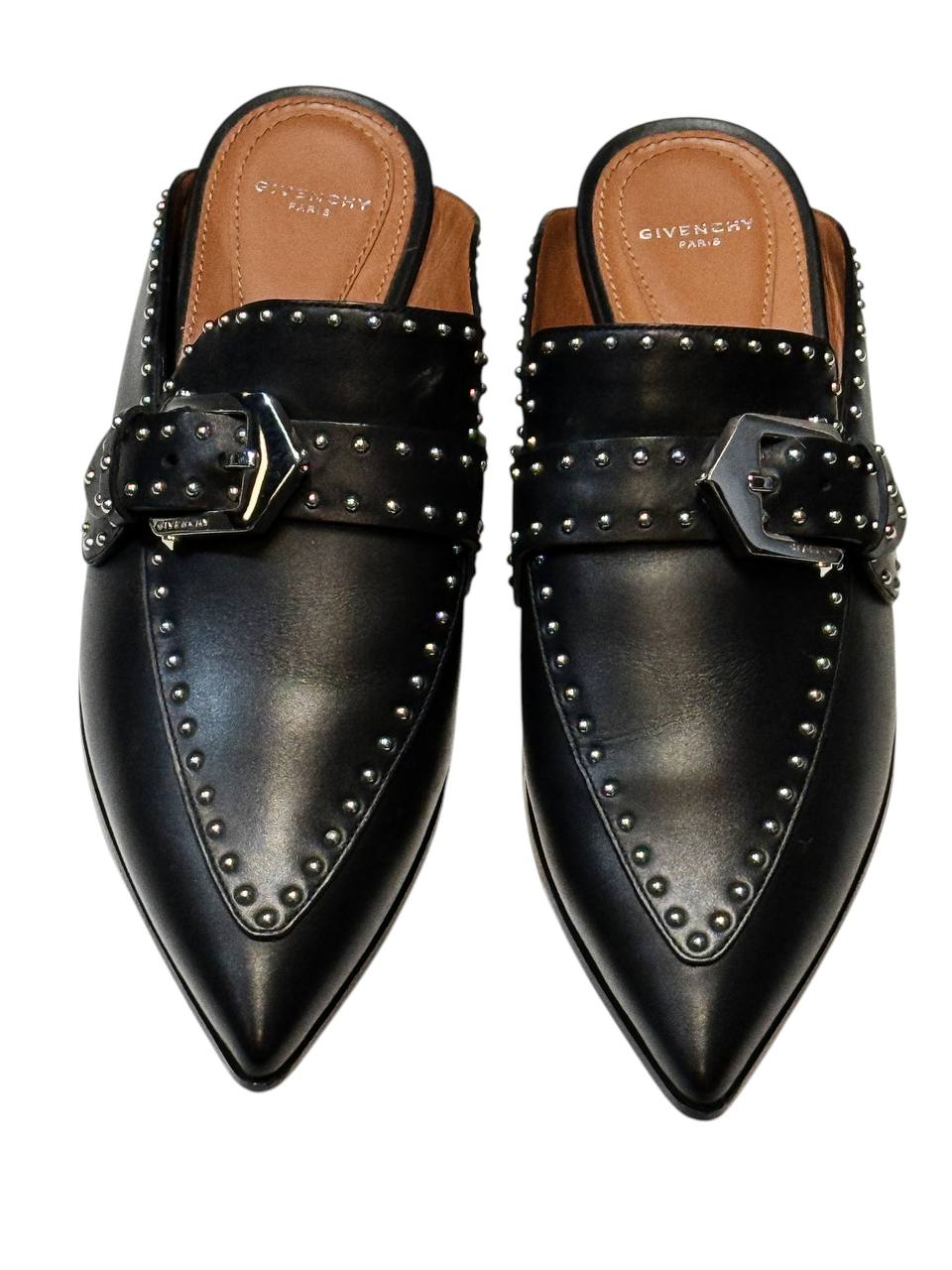 Givenchy Black Leather Studded Slip-On Loafers