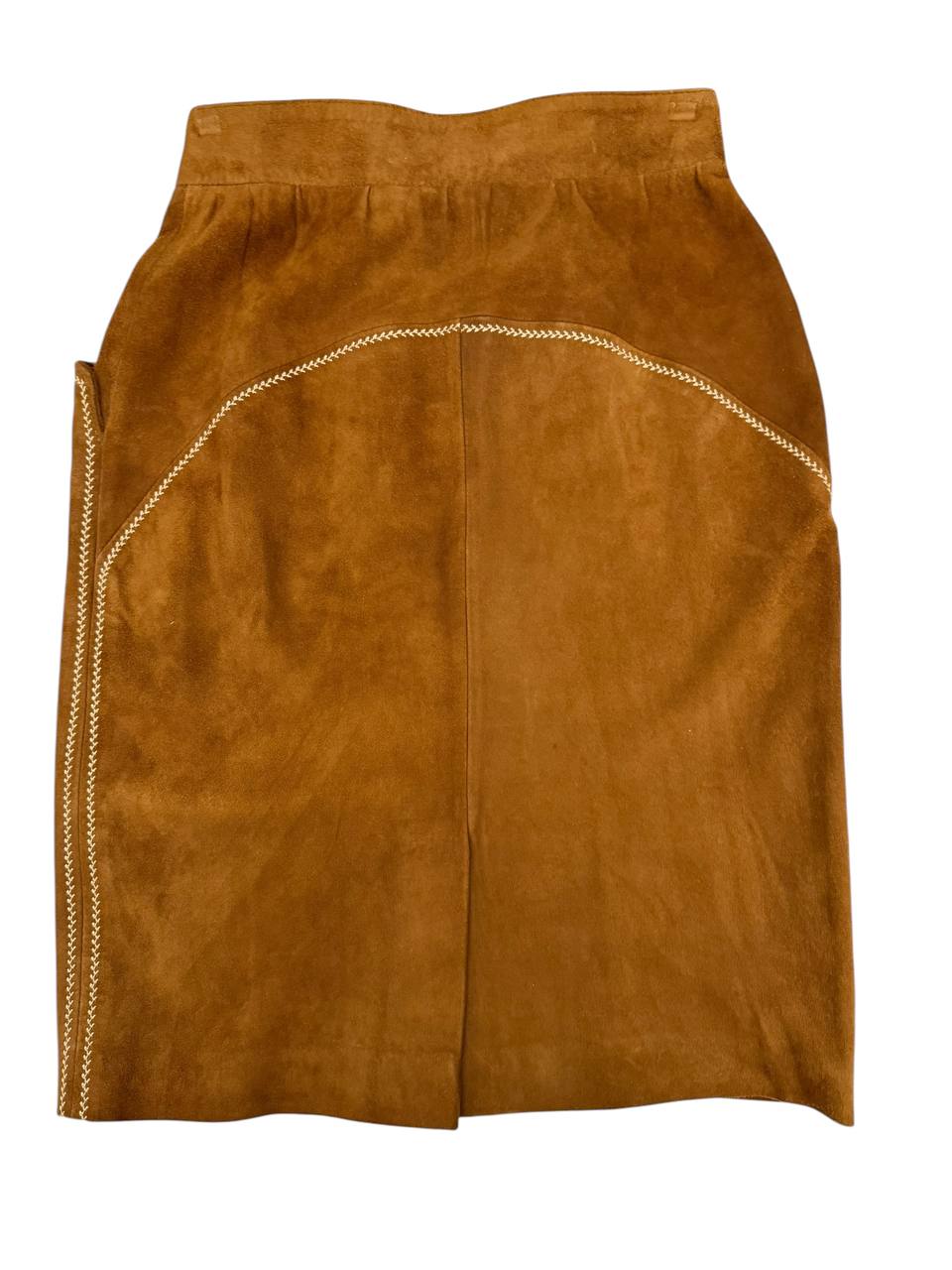 Burgi Traditional Austrian Leather Skirt with Embroidery (Brown)