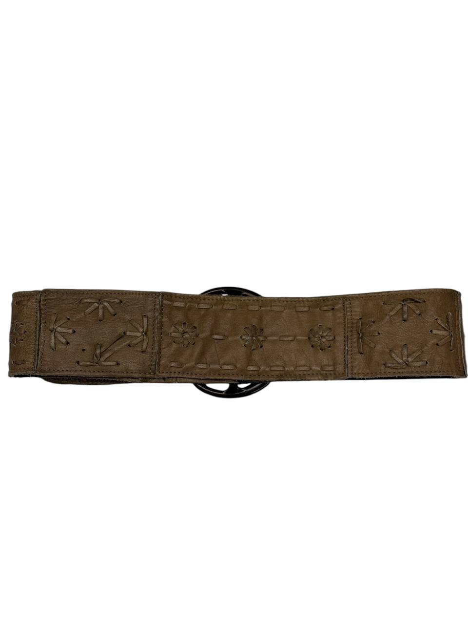 Aldza & Cross Wide Leather Waist Belt with Embroidery