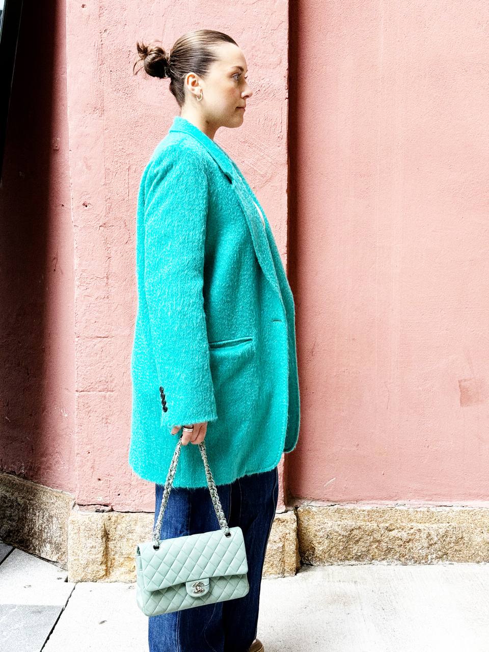 Max Mara Turquoise Mohair Blend Coat