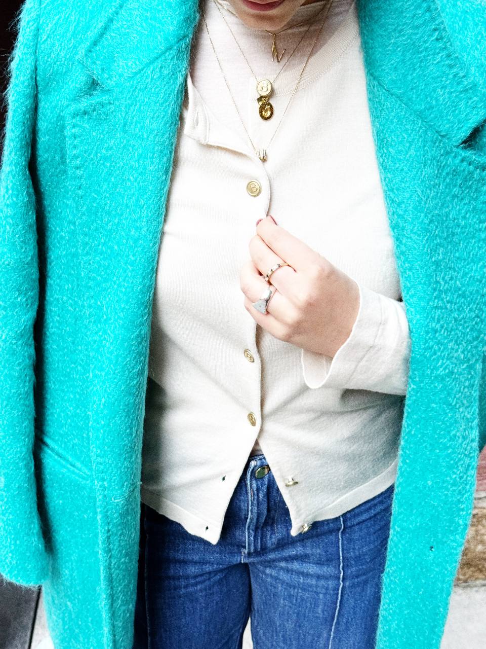 Max Mara Turquoise Mohair Blend Coat
