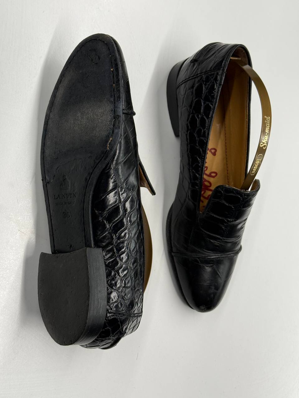 LANVIN “Épure” Croc-Embossed Loafers in Black