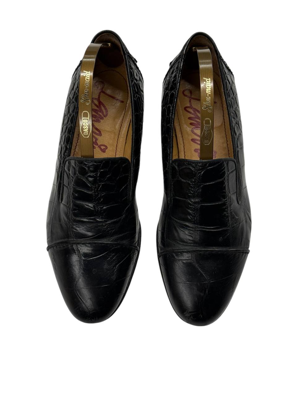 LANVIN “Épure” Croc-Embossed Loafers in Black